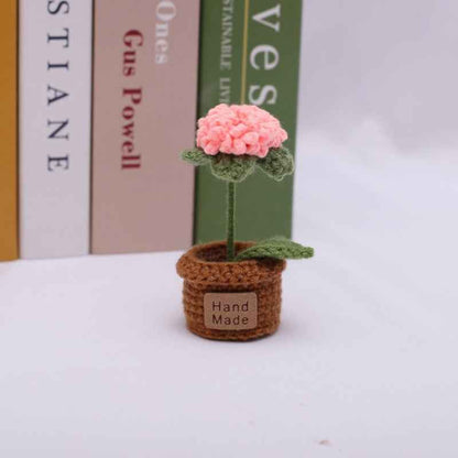 Handmade Crochet Wool Flower Mini Potted Plant Weaving finished product