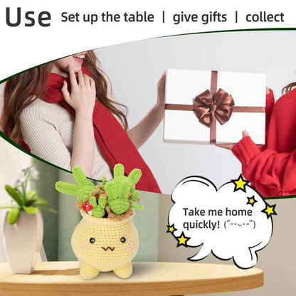 green halo potted plant Knitting kit