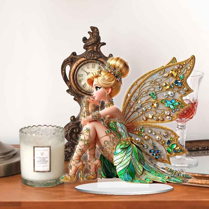 2d flat ornate style acrylic butterfly fairy statue