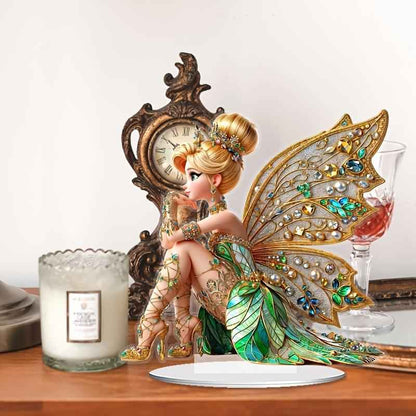 2d flat ornate style acrylic butterfly fairy statue