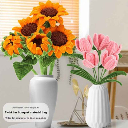 Sunflower twisted stick Bouquet Handmade Material Pack DIY weaving kit