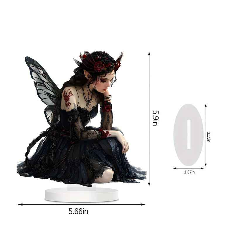 2D Flat Black Butterfly Acrylic Statue