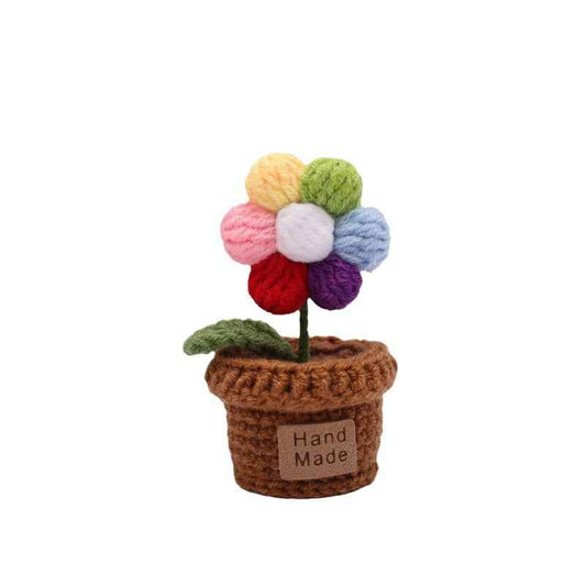 Handmade Crochet Wool Flower Mini Potted Plant Weaving finished product