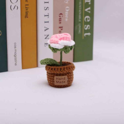 Handmade Crochet Wool Flower Mini Potted Plant Weaving finished product