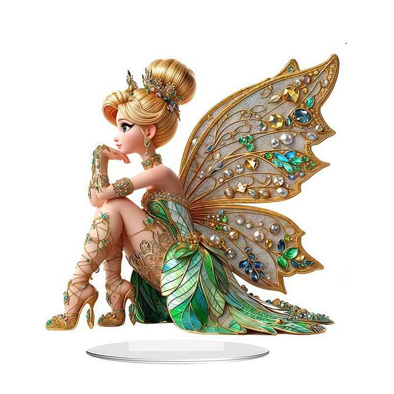 2d flat ornate style acrylic butterfly fairy statue