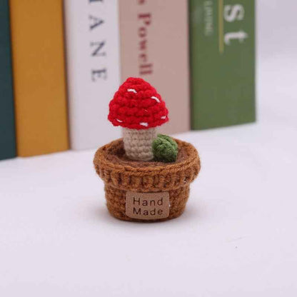 Handmade Crochet Wool Flower Mini Potted Plant Weaving finished product