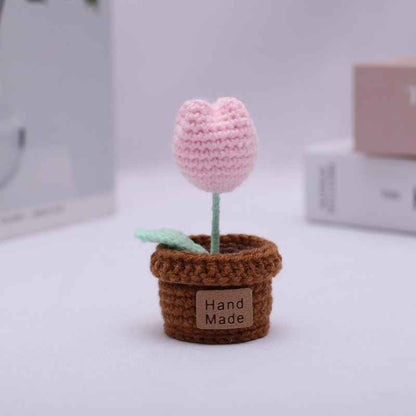 Handmade Crochet Wool Flower Mini Potted Plant Weaving finished product