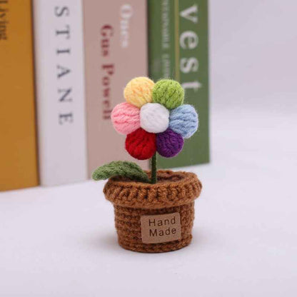 Handmade Crochet Wool Flower Mini Potted Plant Weaving finished product