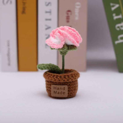 Handmade Crochet Wool Flower Mini Potted Plant Weaving finished product